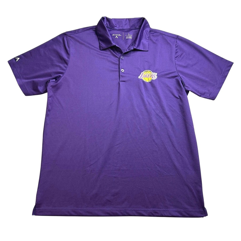 Antigua Los Angeles Lakers NBA Polo Shirt Mens Large Purple Textured Knit